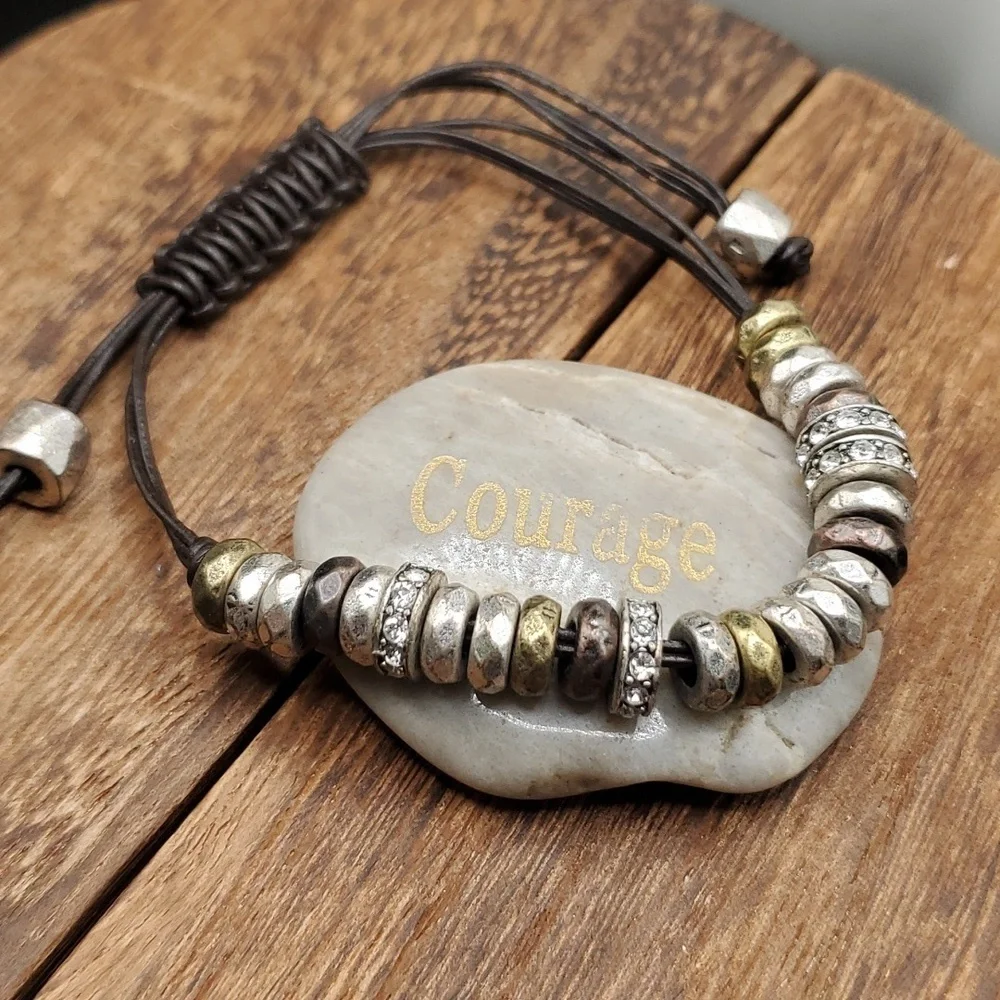 Bronze copper gold mixed‎ metal brutalist caveman bracelet B2602